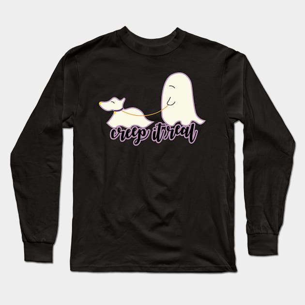 Creep It Real Ghost + Ghost Puppy Long Sleeve T-Shirt by valentinavegasi